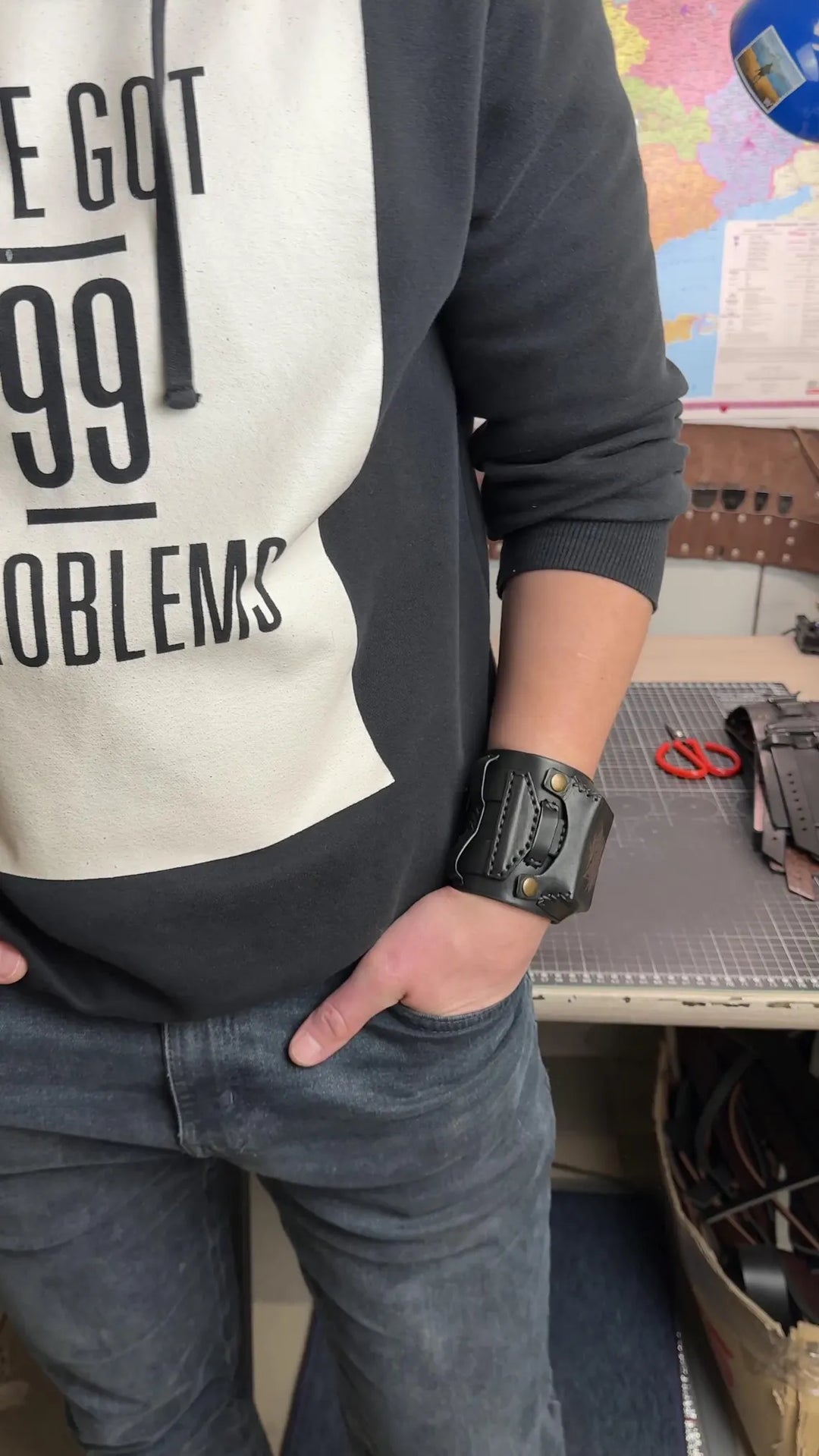 Vintage Cuff Watch Band with Protective Flap – Handmade Strap for Apple Watch