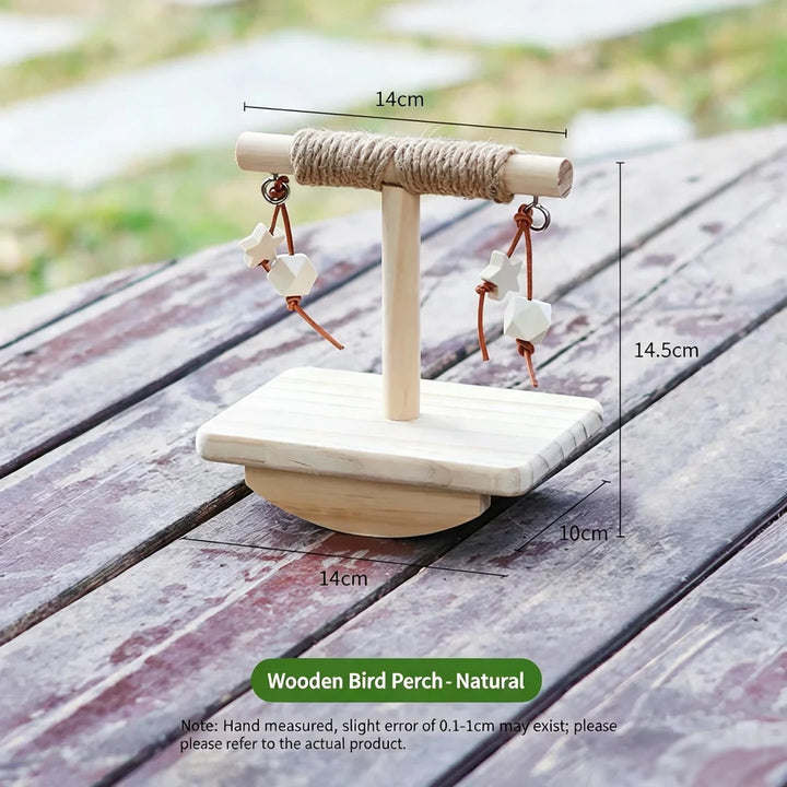 🐦Wooden Rocking Bird Perch – Natural Balance Playground for Small Birds