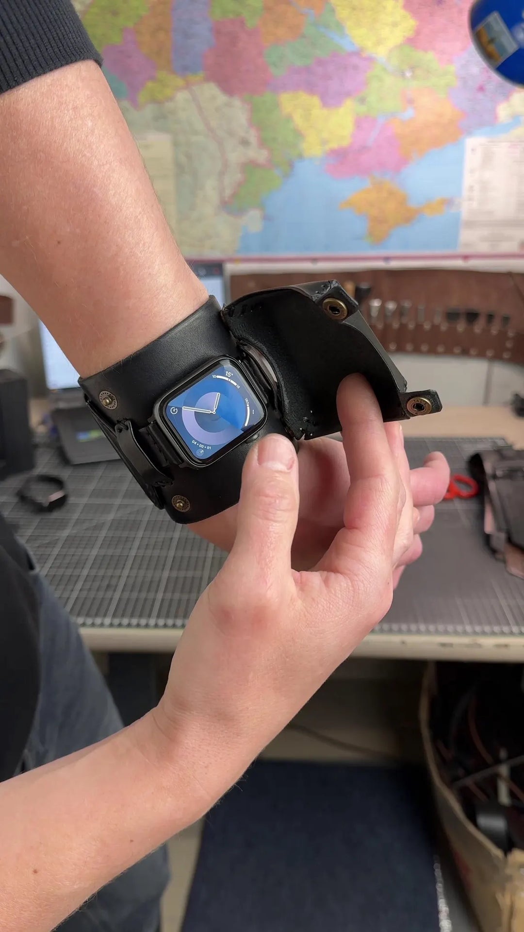 Vintage Cuff Watch Band with Protective Flap – Handmade Strap for Apple Watch