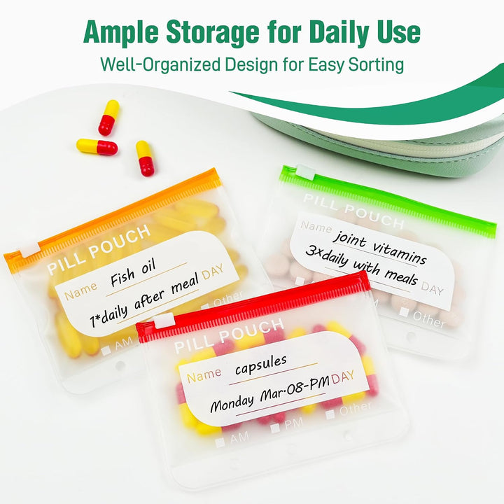 Travel Pill Organizer with Zipper Pouches
