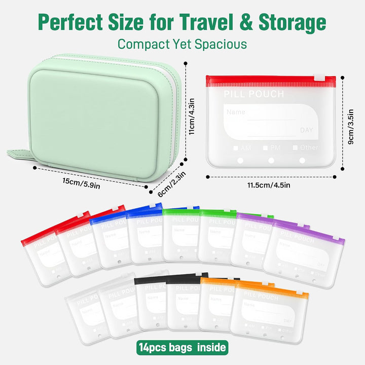 Travel Pill Organizer with Zipper Pouches