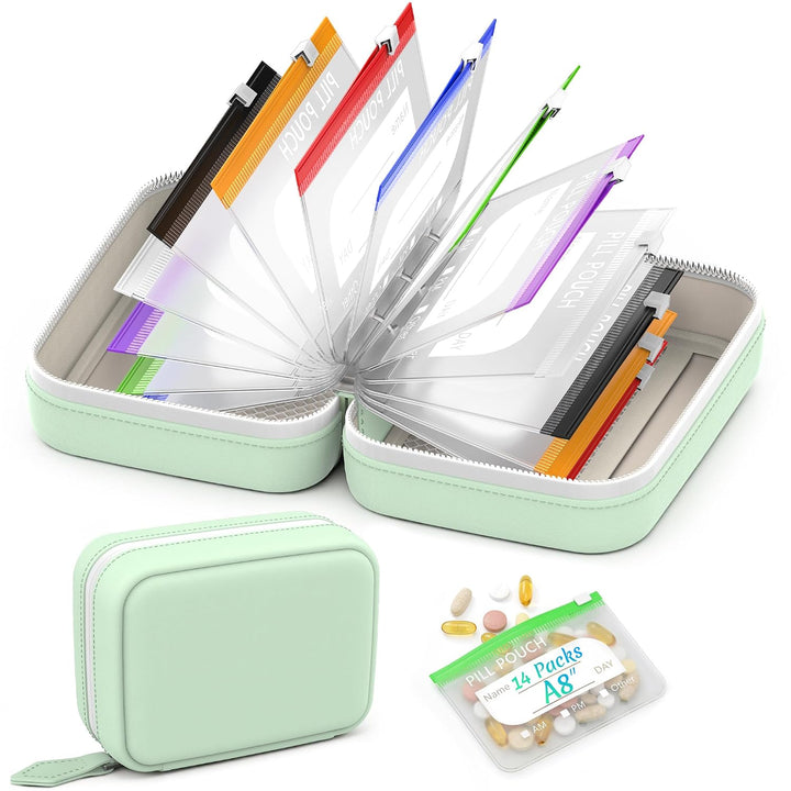 Travel Pill Organizer with Zipper Pouches