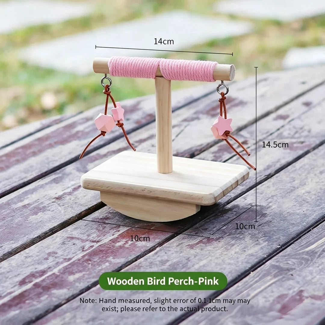 🐦Wooden Rocking Bird Perch – Natural Balance Playground for Small Birds