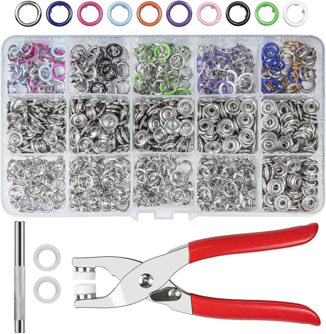 🧵 Colorful Metal Snap Button Sewing Kit with Storage Box