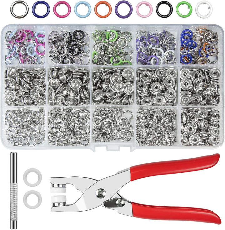 🧵 Colorful Metal Snap Button Sewing Kit with Storage Box