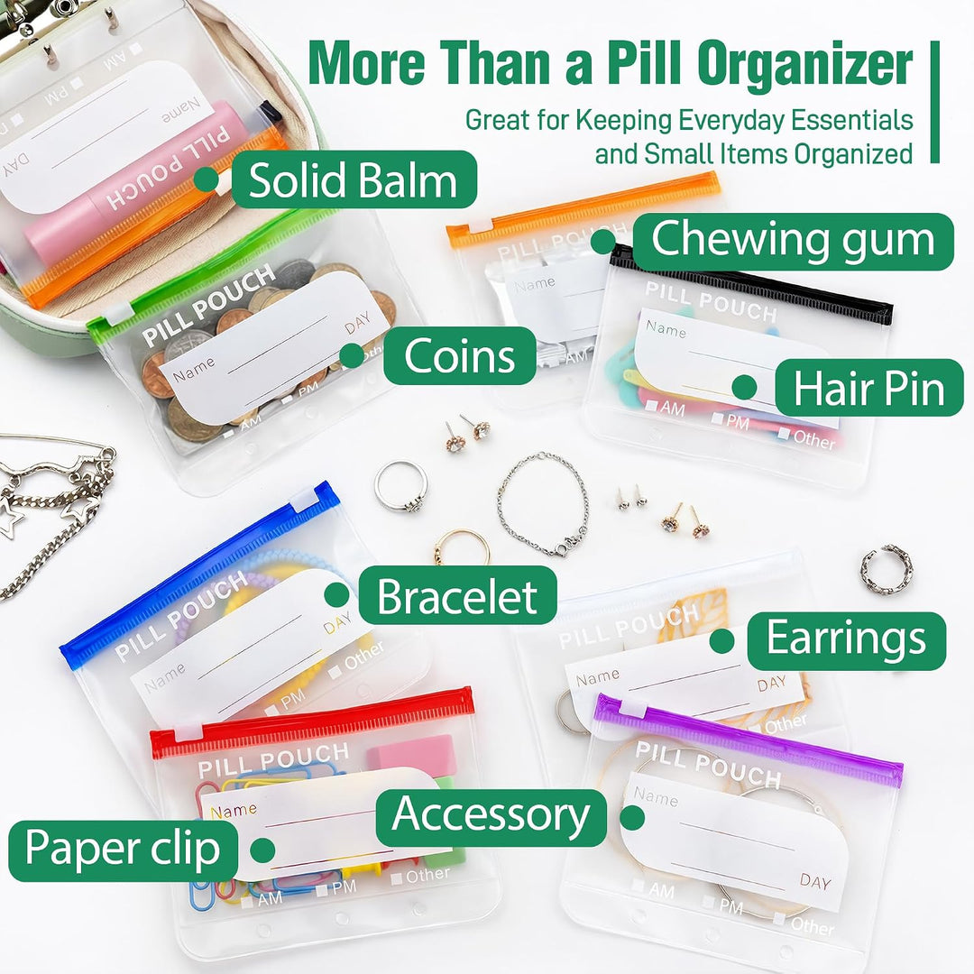 Travel Pill Organizer with Zipper Pouches