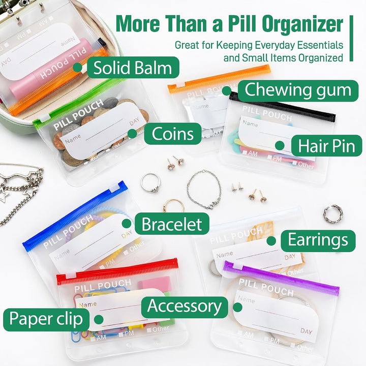 Travel Pill Organizer with Zipper Pouches