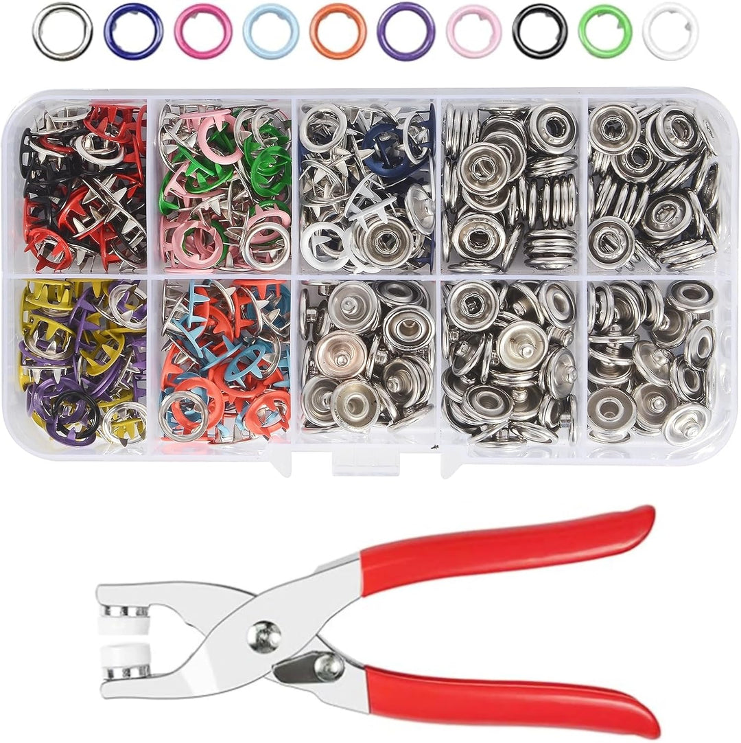 🧵 Colorful Metal Snap Button Sewing Kit with Storage Box