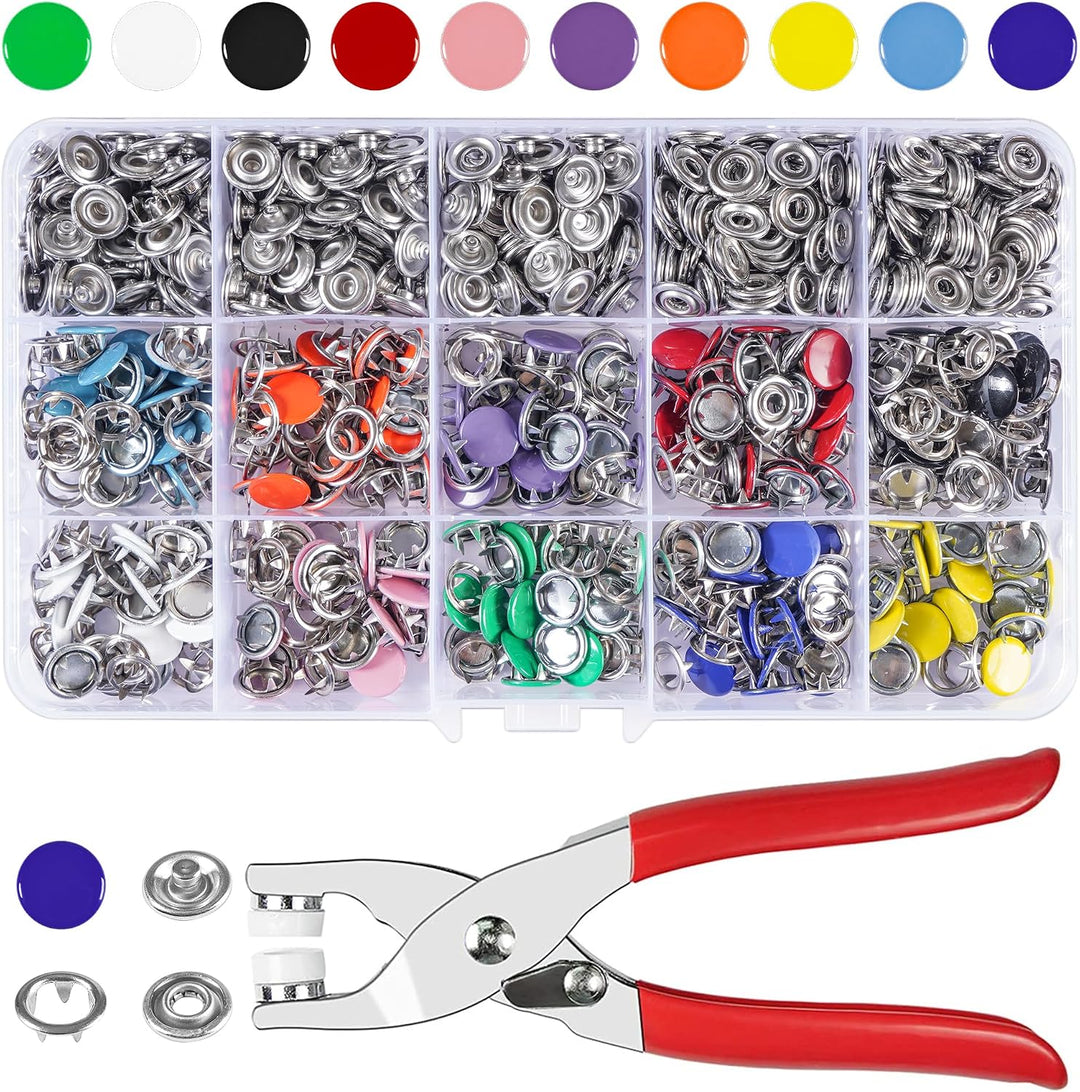 🧵 Colorful Metal Snap Button Sewing Kit with Storage Box