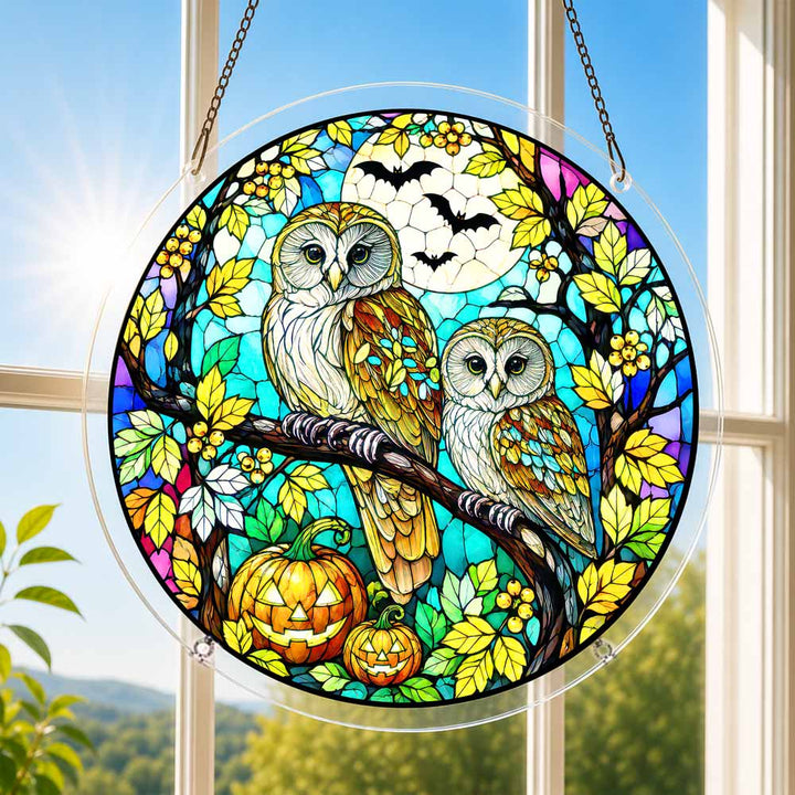 Acrylic Jigsaw Puzzle Suncatcher - Halloween Owls