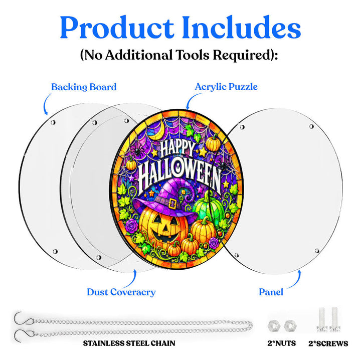 Acrylic Jigsaw Puzzle Suncatcher - Happy Halloween