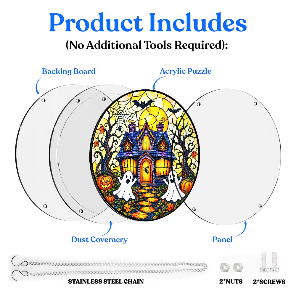 Acrylic Jigsaw Puzzle Suncatcher - Ghost Cottage