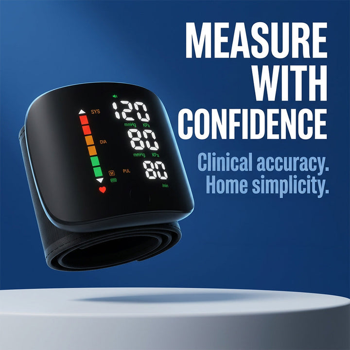 Smart Wrist Blood Pressure Monitor – Portable Digital BP & Pulse Tracker for Easy Home Health Monitoring