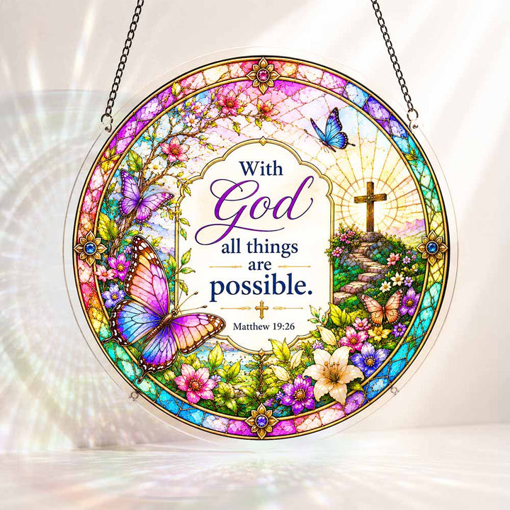 Acrylic Jigsaw Puzzle Suncatcher - Matthew 19:26