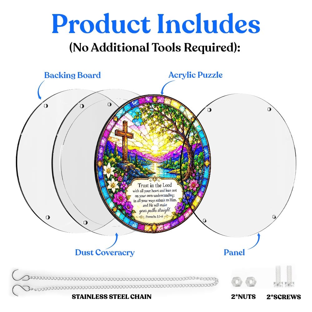 Acrylic Jigsaw Puzzle Suncatcher - Proverbs 3:5-6