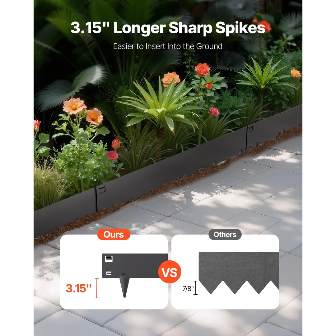 SucceBuy Flexible Steel Landscape Edging (5-Pack, 39x3")