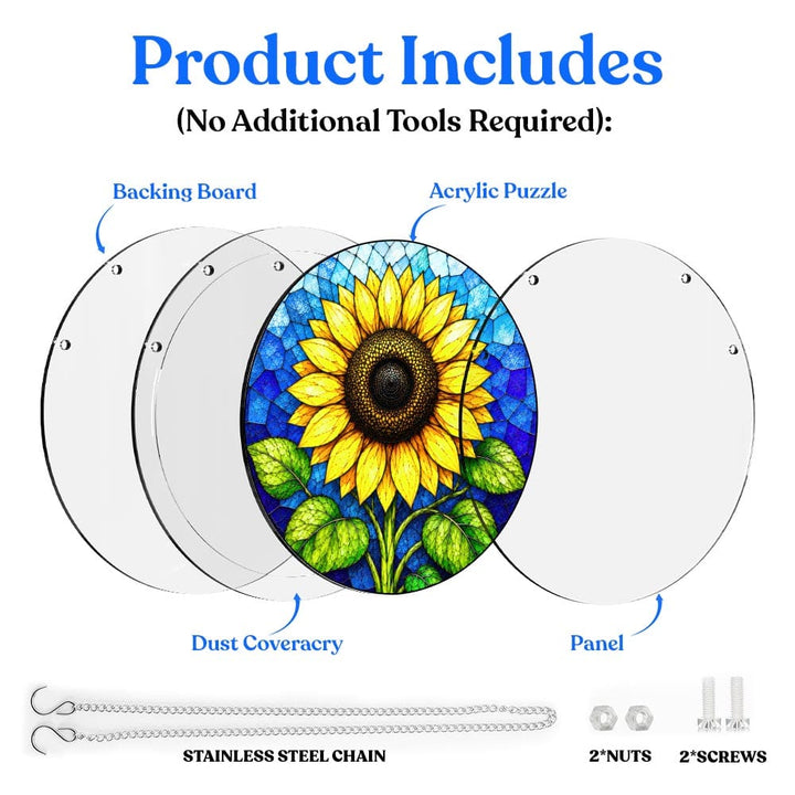 Acrylic Jigsaw Puzzle Suncatcher - Golden Sunflower