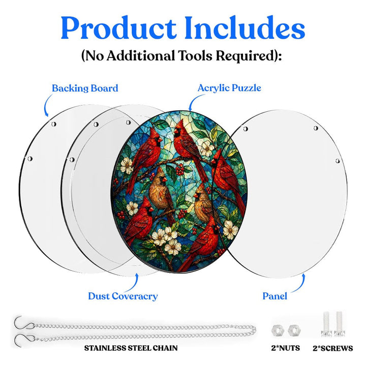 Acrylic Jigsaw Puzzle Suncatcher - Cardinal Garden
