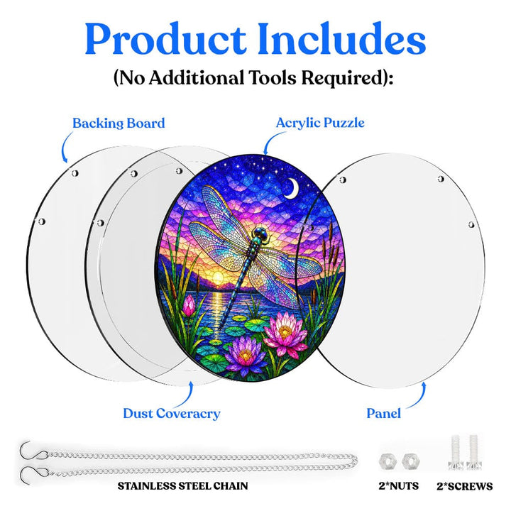 Acrylic Jigsaw Puzzle Suncatcher - Twilight Dragonfly